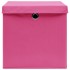 Cajas de almacenaje con tapas 4 uds tela rosa 32x32x32