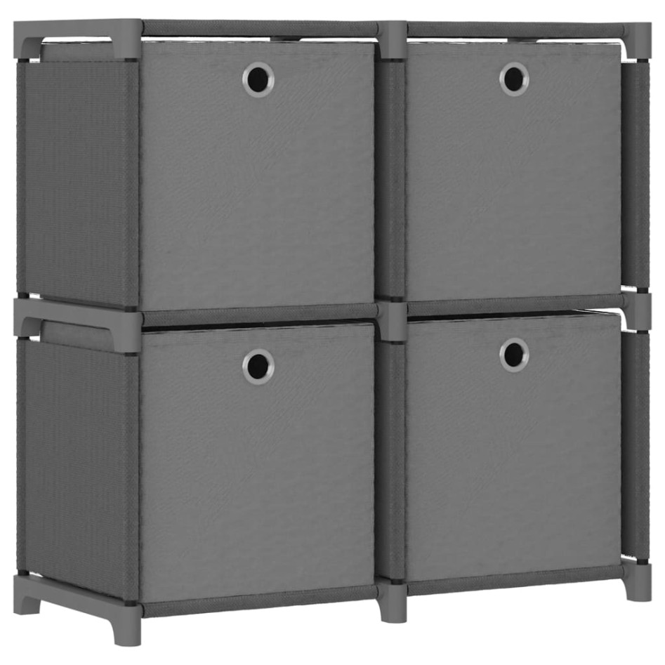 Estantería de 4 cubos con cajas de tela gris 69x30x72,5