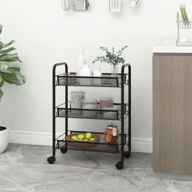 Carrito de cocina 3 niveles hierro negro 46x26x64