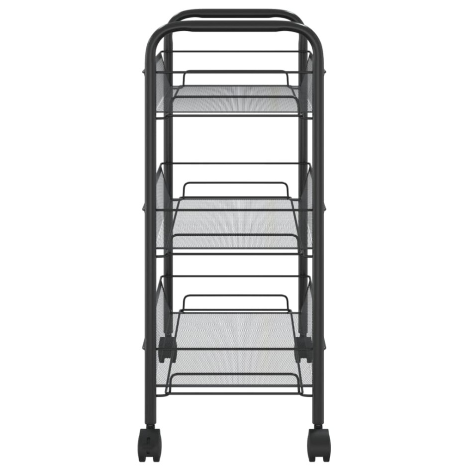 Carrito de cocina 3 niveles hierro negro 46x26x64