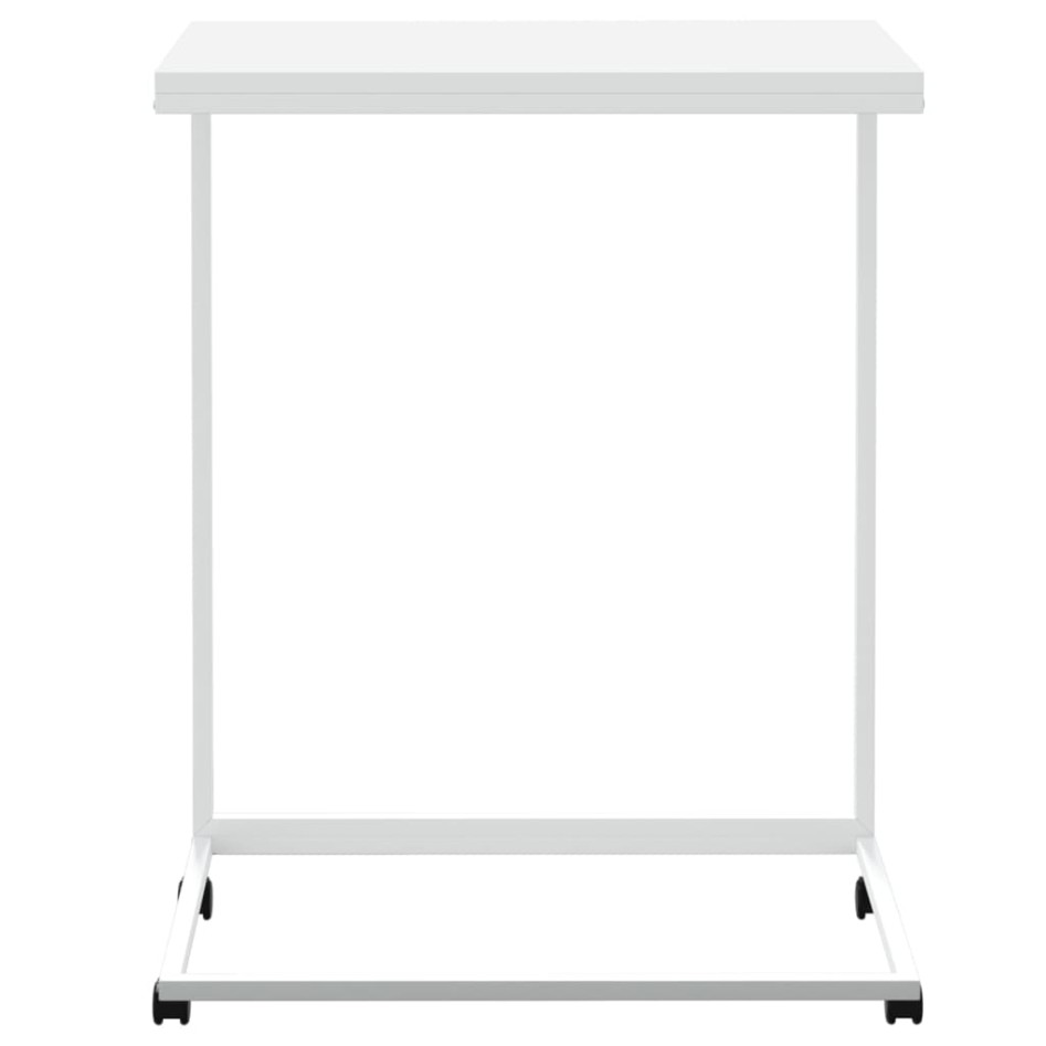 Mesa auxiliar con ruedas de contrachapado blanco 55x35x70