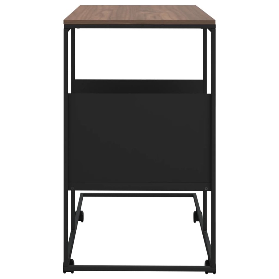 Mesa auxiliar con ruedas madera ingeniería negra 55x36x63,5
