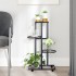 Soporte para flores 4 alturas y ruedas hierro negro 44x23x80