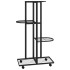 Soporte para flores 4 alturas y ruedas hierro negro 44x23x80