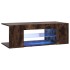 Mueble de TV con luces LED color roble ahumado 90x39x30
