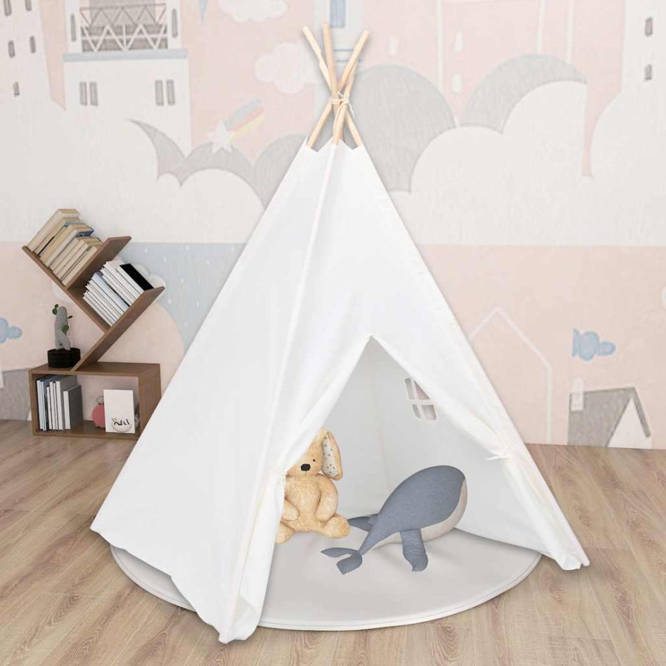 Tienda tipi niños y bolsa piel melocotón blanco