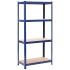 Estantería almacenaje 4 niveles azul madera contrachapada