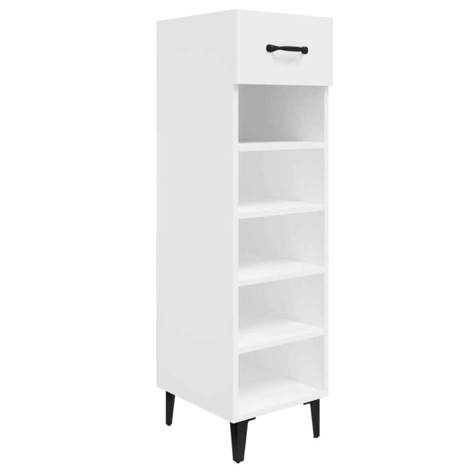Mueble zapatero madera contrachapada blanco brillo 30x35x105