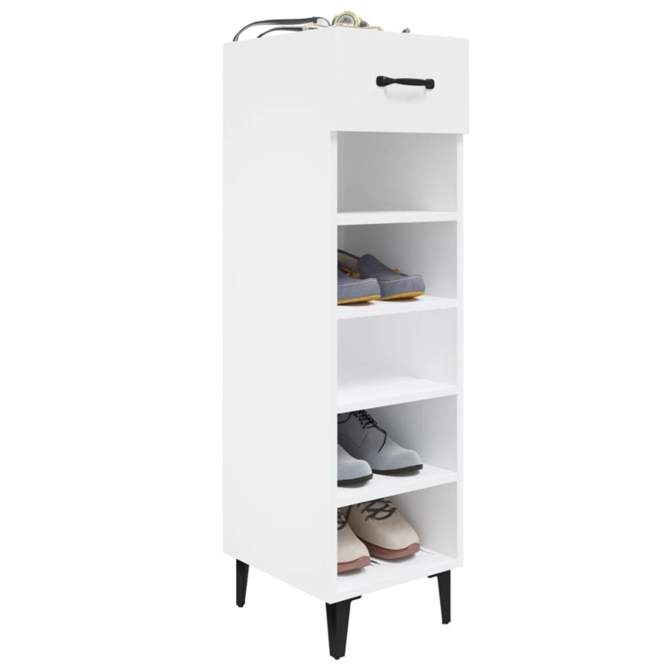 Mueble zapatero madera contrachapada blanco brillo 30x35x105
