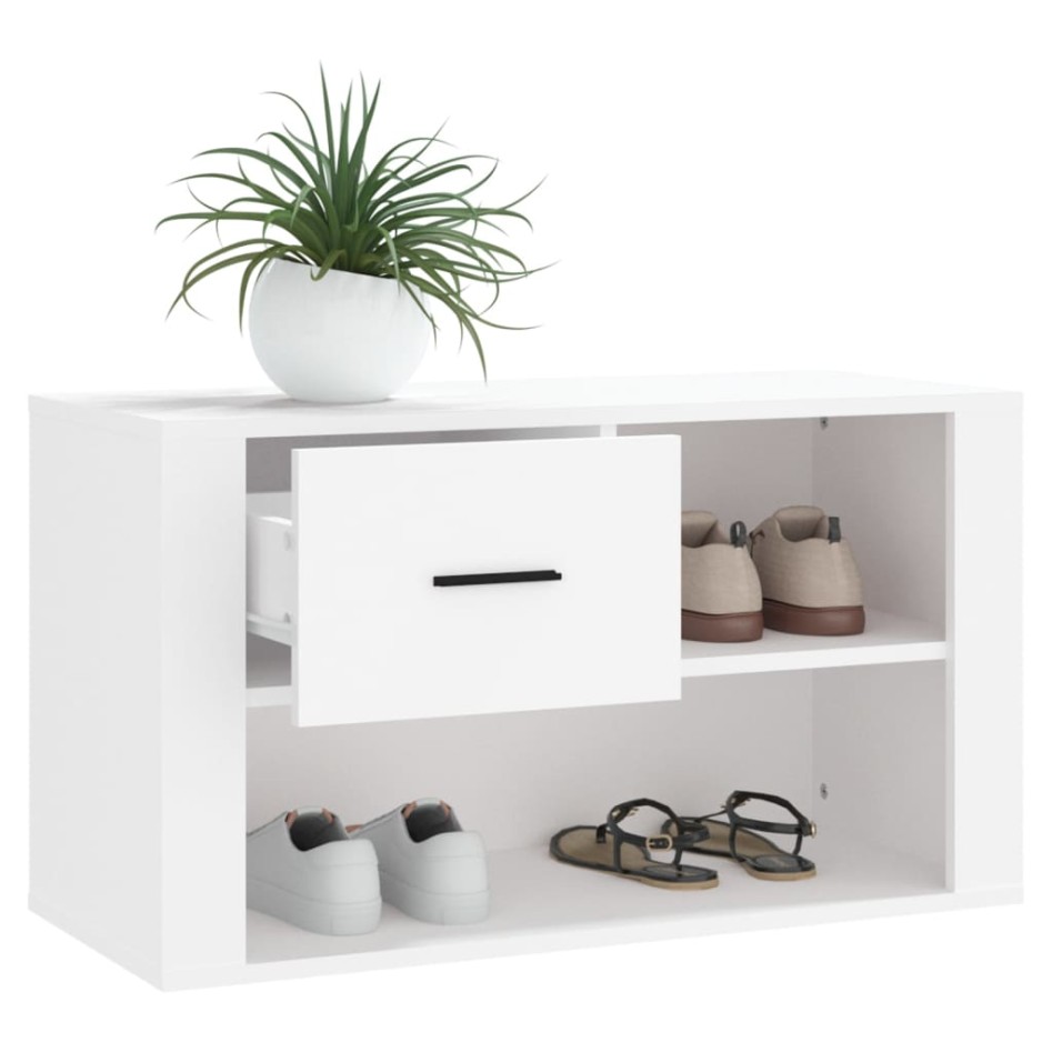 Mueble zapatero madera contrachapada blanco 80x35x45