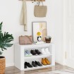 Mueble zapatero de madera contrachapada blanco 75x35x45 cm