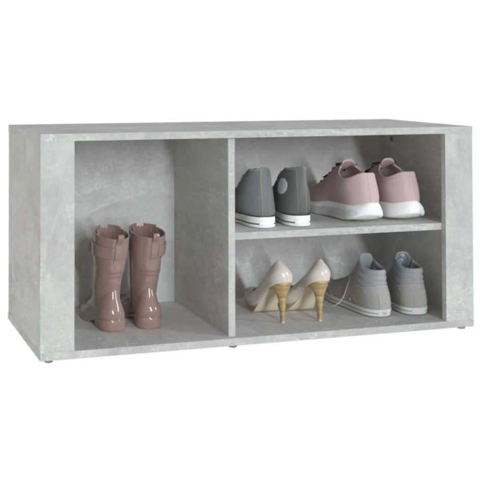 Mueble zapatero madera contrachapada gris hormigón 100x35x45