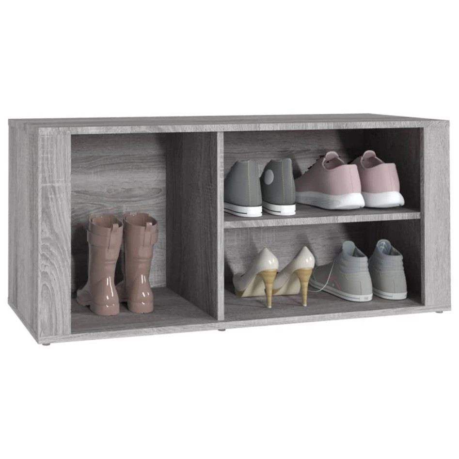 Mueble zapatero madera contrachapada gris Sonoma 100x35x45
