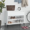 Mueble zapatero madera contrachapada blanco brillo 70x36x60 cm