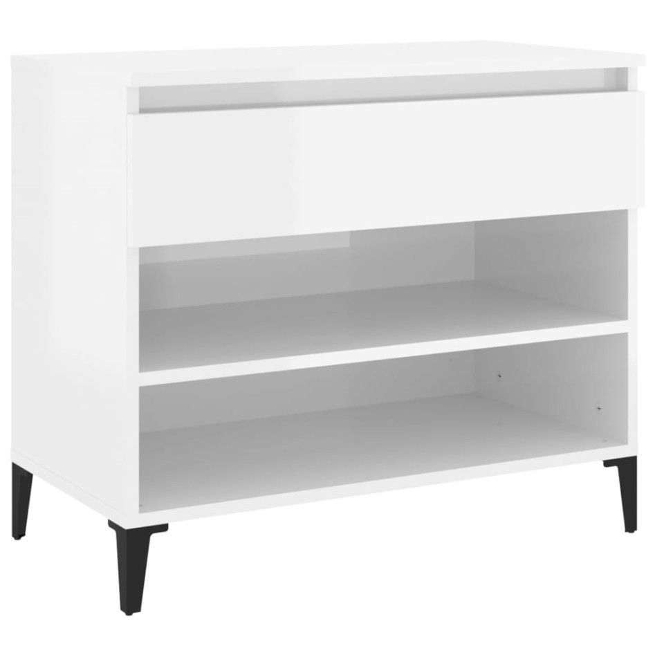 Mueble zapatero madera contrachapada blanco brillo 70x36x60