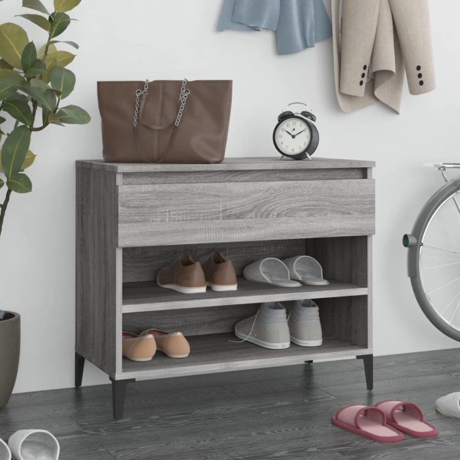 Mueble zapatero madera contrachapada gris Sonoma 70x36x60