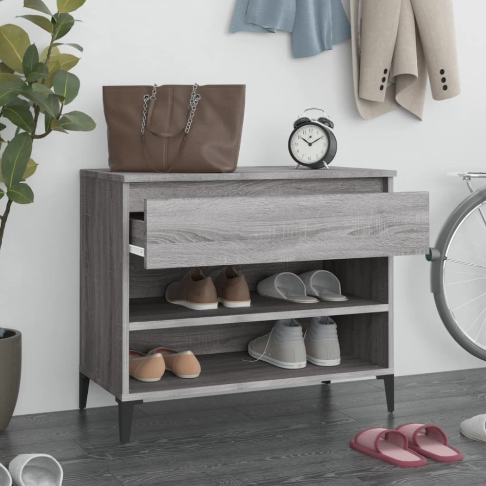 Mueble zapatero madera contrachapada gris Sonoma 70x36x60