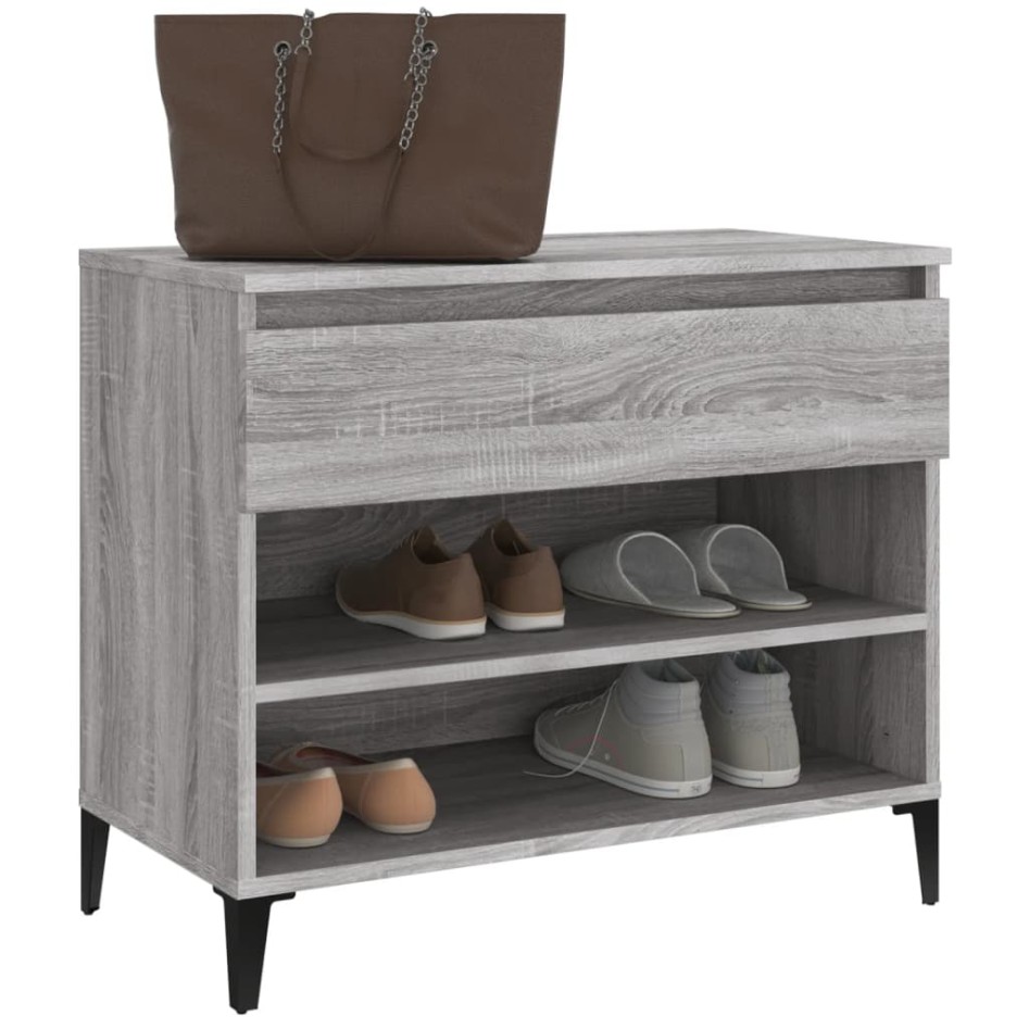 Mueble zapatero madera contrachapada gris Sonoma 70x36x60