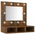 Mueble con espejo y LED color roble ahumado 60x31,5x62