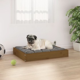 Cama para perros madera maciza pino marrón miel 61,5x49x9