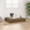 Cama para perros madera maciza pino marrón miel 61,5x49x9 cm