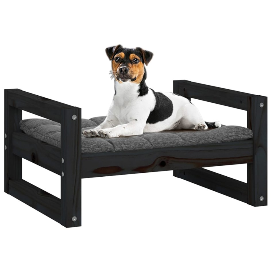 Cama para perros madera maciza de pino negro 55,5x45,5x28