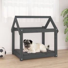 Cama para perros madera maciza de pino gris 71x55x70