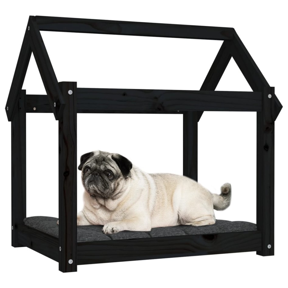 Cama para perros madera maciza de pino negro 71x55x70