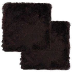 Cojines de sillas 2 uds piel de oveja auténtica marrón 40x40