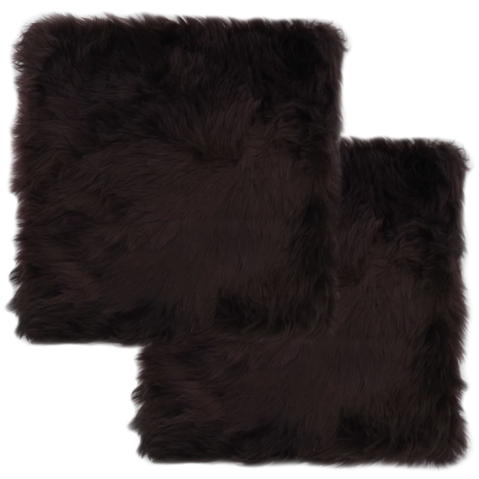 Cojines de sillas 2 uds piel de oveja auténtica marrón 40x40