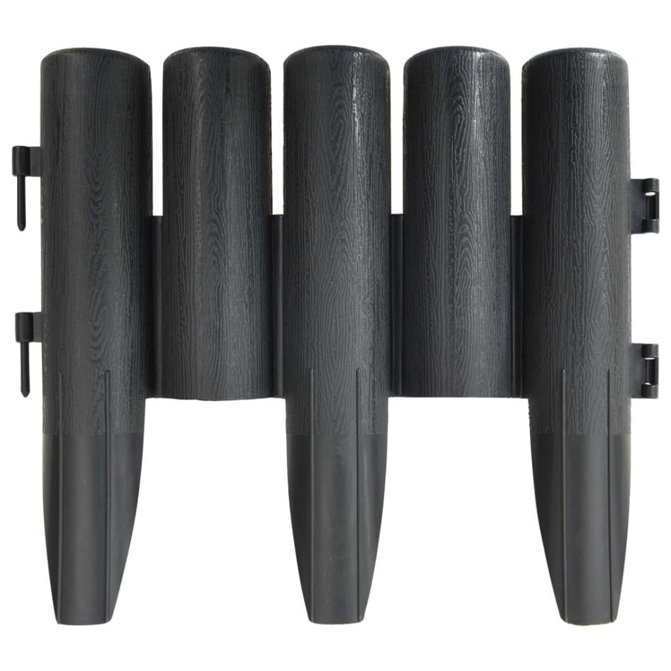 Bordes de jardín 36 unidades PP gris antracita 10