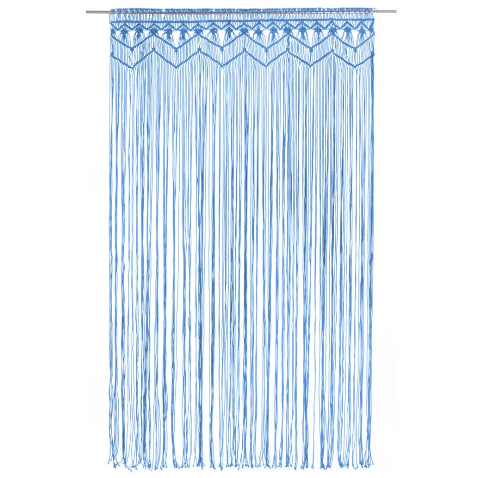 Cortina de macramé algodón azul 140x240