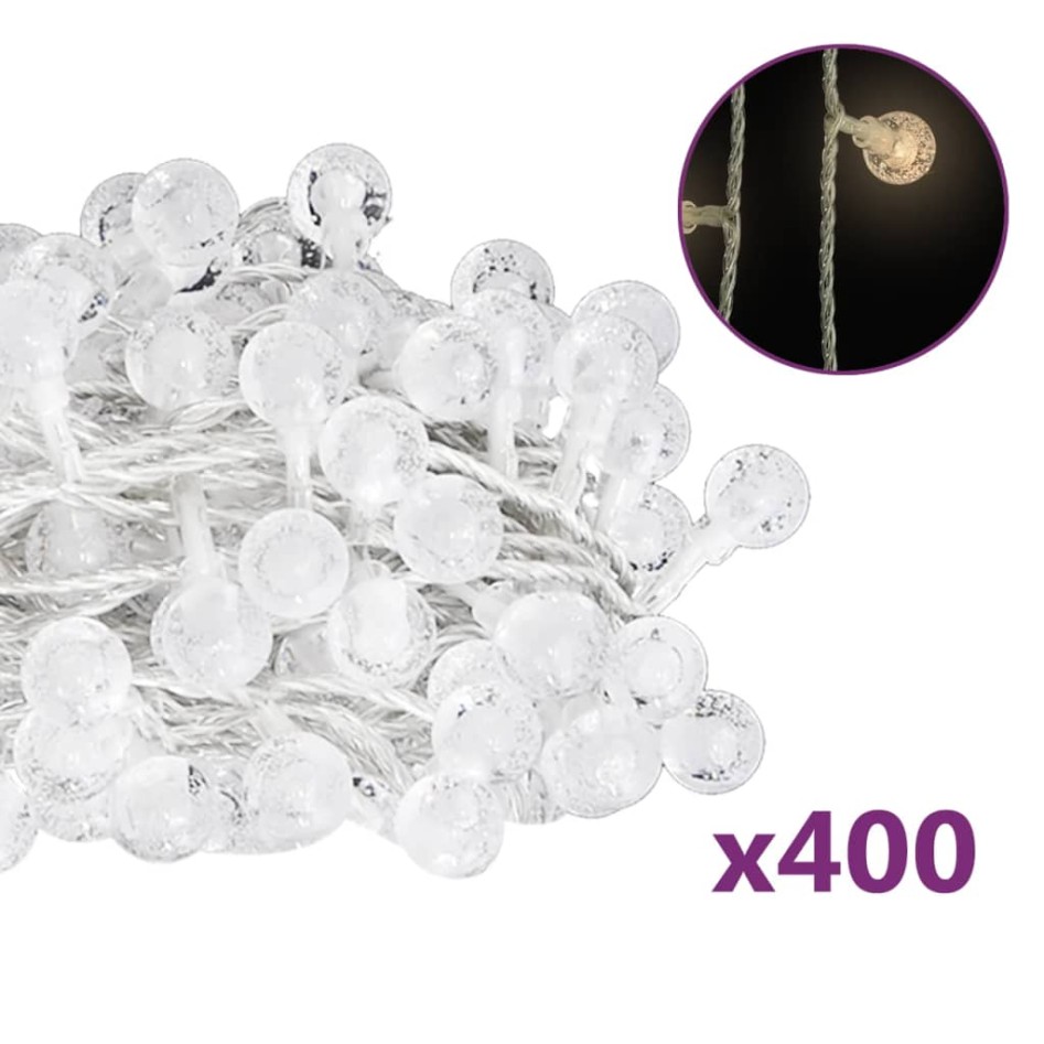 Guirnalda de luces globos 8 funciones 40m 400 LED blanco