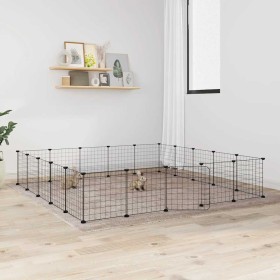 Jaula para mascotas de 20 paneles puerta acero negro 35x35