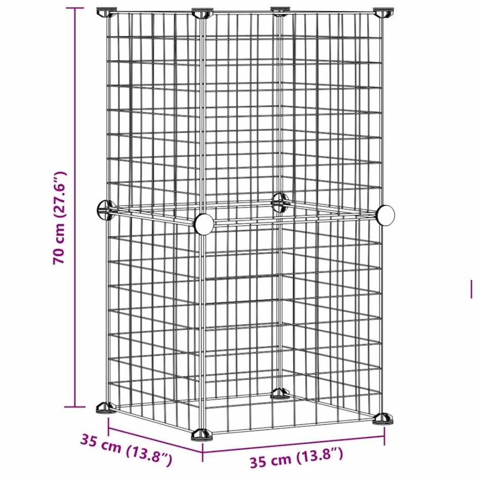 Jaula para mascotas de 8 paneles acero negro
