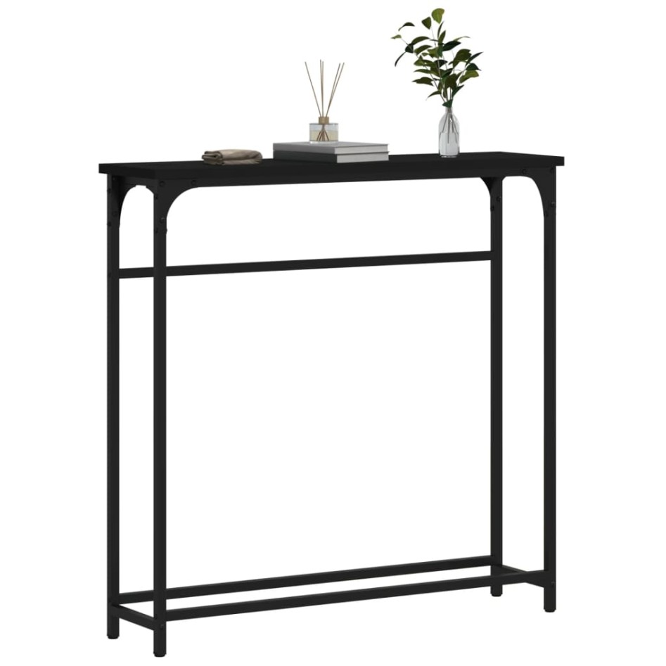 Mesa consola madera de ingeniería negra 75x19,5x75