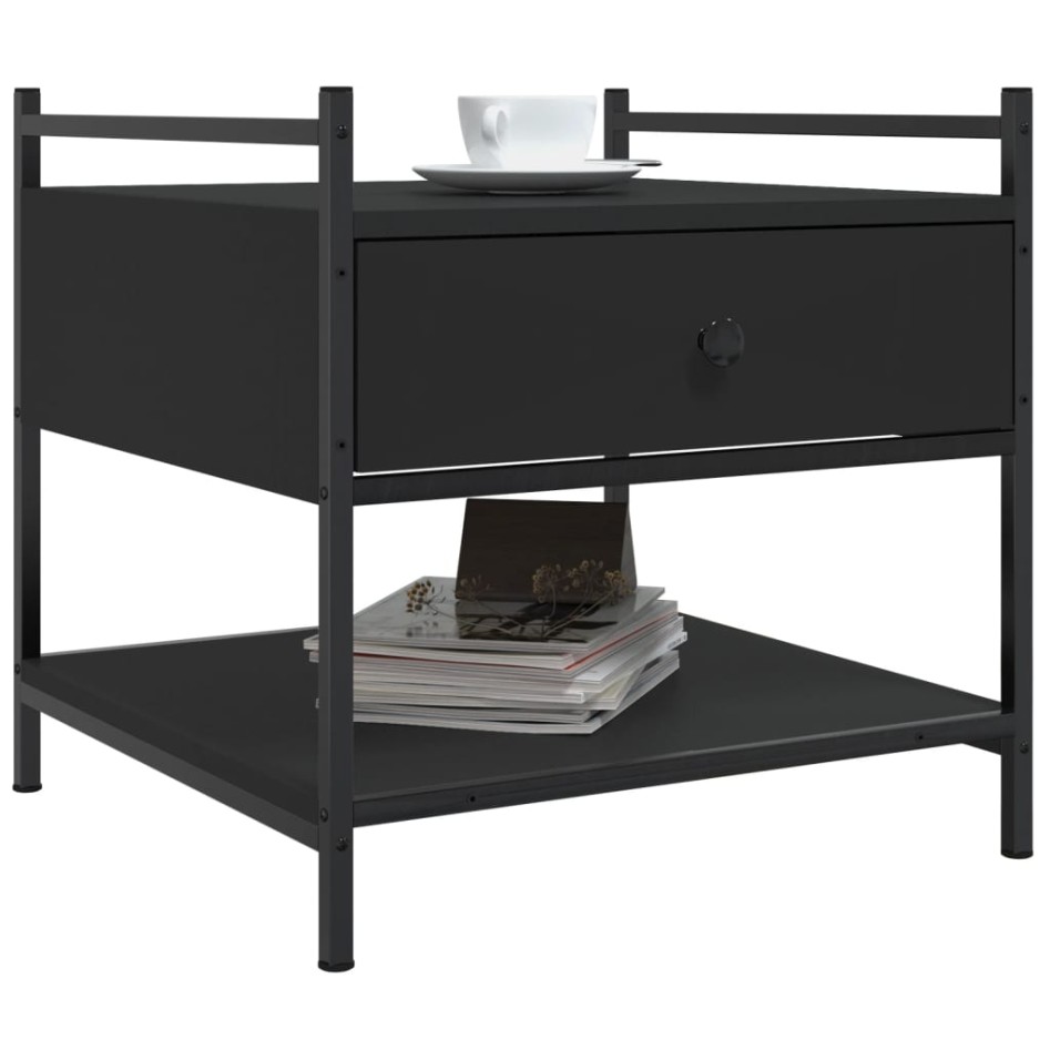 Mesa de centro madera de ingeniería negro 50x50x50