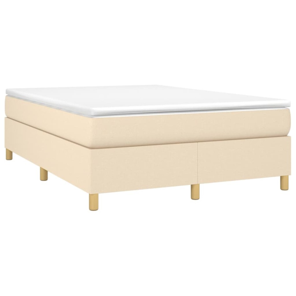 Estructura de cama box spring tela color crema 140x200