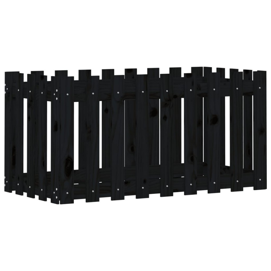 Arriate elevado jardín con valla madera pino negro