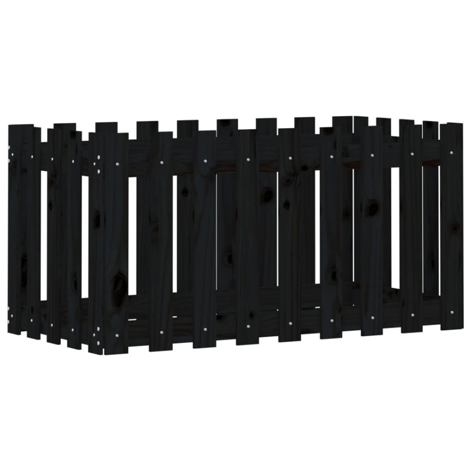 Arriate elevado jardín con valla madera pino negro