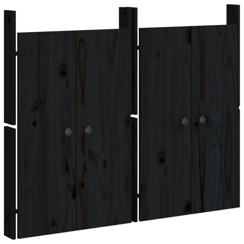 Puertas de cocina exterior 2 uds madera pino negro 50x9x82