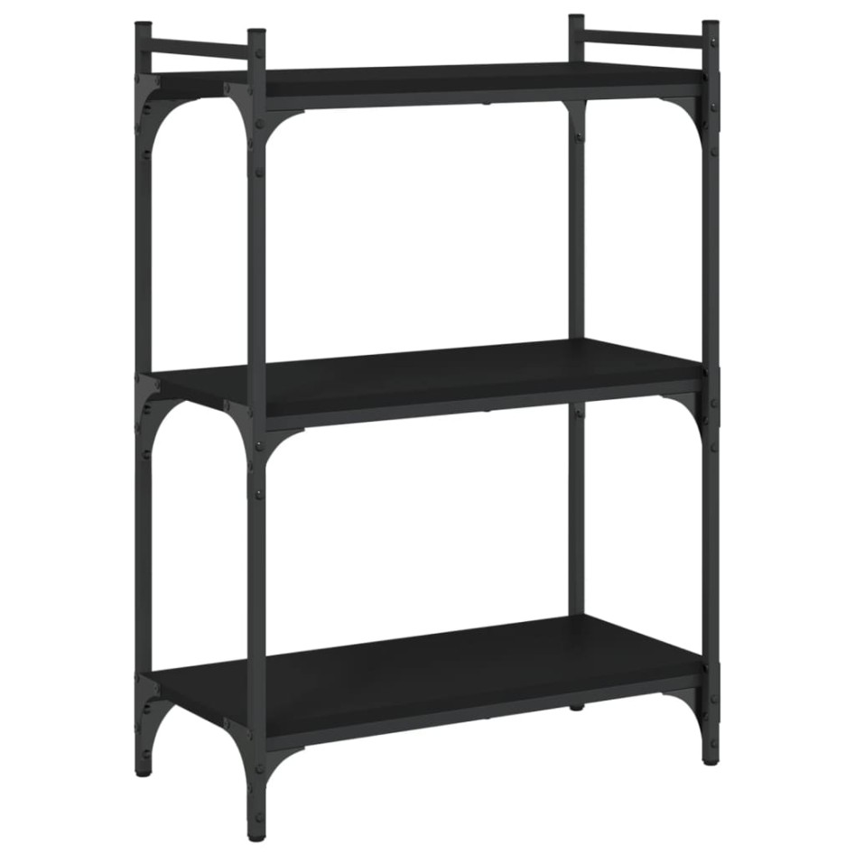 Librería de 3 estantes madera de ingeniería negro 60x30x86