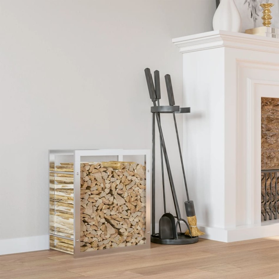 Estante para leña acero inoxidable 80x28x86