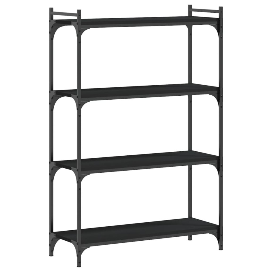 Librería de 4 estantes madera de ingeniería negro 80x30x120