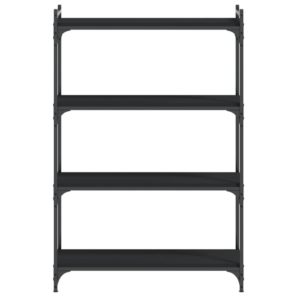 Librería de 4 estantes madera de ingeniería negro 80x30x120