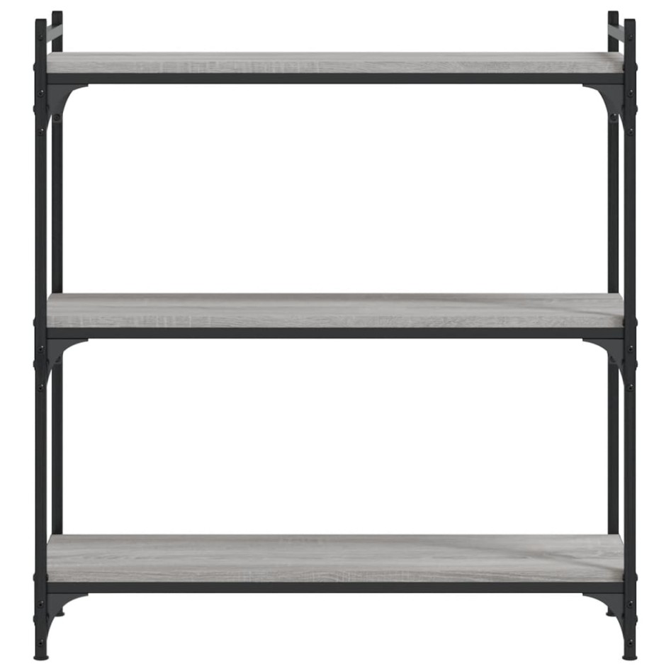 Librería 3 estantes madera ingeniería gris Sonoma 80x30x86