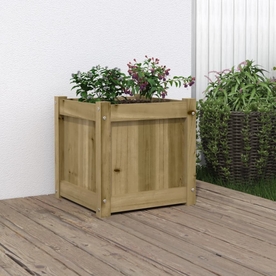 Jardinera madera maciza de pino impregnada 40x40x40