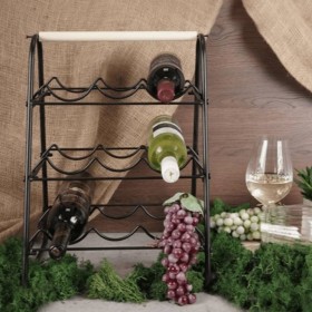 Home&Styling Botellero para 9 botellas metal negro y