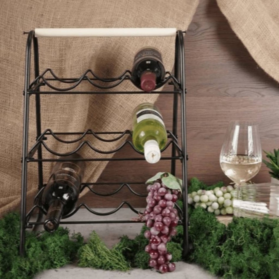 Home&Styling Botellero para 9 botellas metal negro y