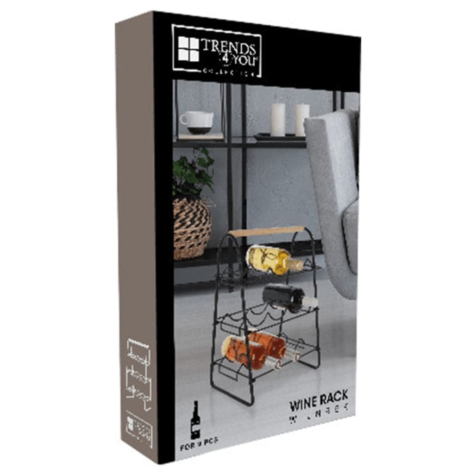 Home&Styling Botellero para 9 botellas metal negro y